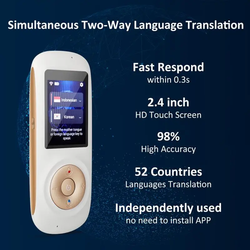 

WIFI Portable Mini Wireless Smart Translator 70 Languages 0.3s Two-Way Real Time Instant Voice Translator Multi-Language