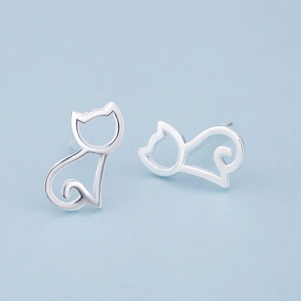 Серьги гвоздики в виде котенка из нержавеющей стали|Серьги-гвоздики| |