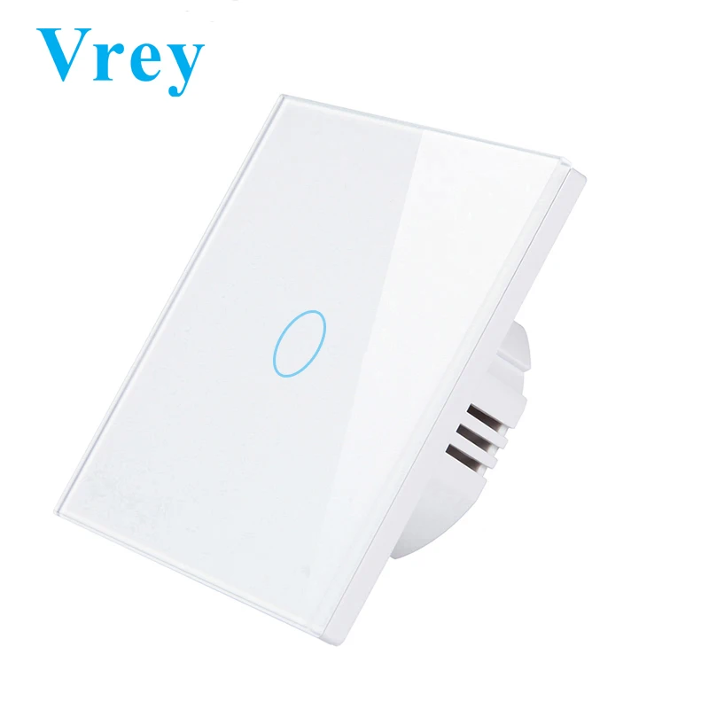 VR-TS-01 White Vrey ЕС стандартный сенсорный выключатель, прерыватель сенсорный выключатель, 1 банда 1 способ, AC110-220V выключатель света, настенный сенсорный выключатель - Цвет: VR-TS-01 White