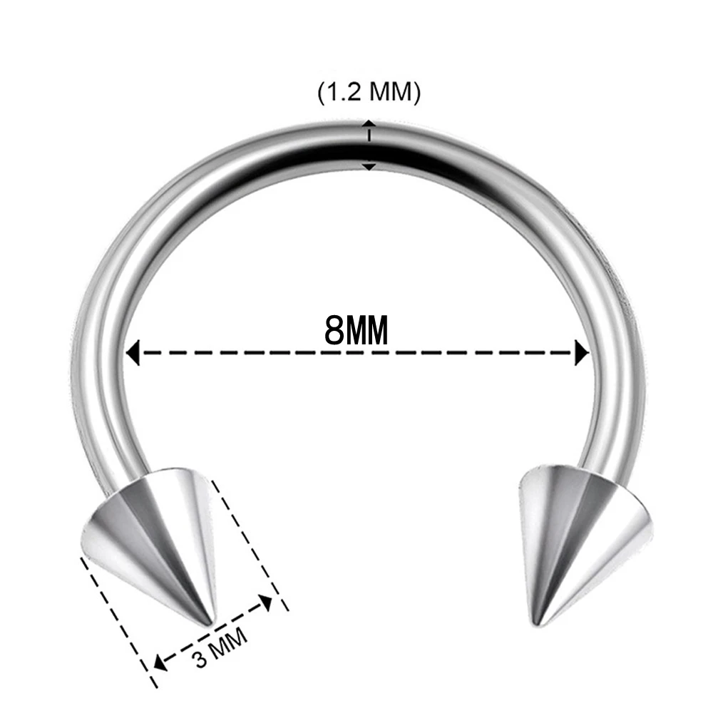 10 Pcs Fashion Horseshoe Spike Ring Nose Hoops And Septum Rings Tragus Piercing Body Jewelry Women Men Wholesale | Украшения и