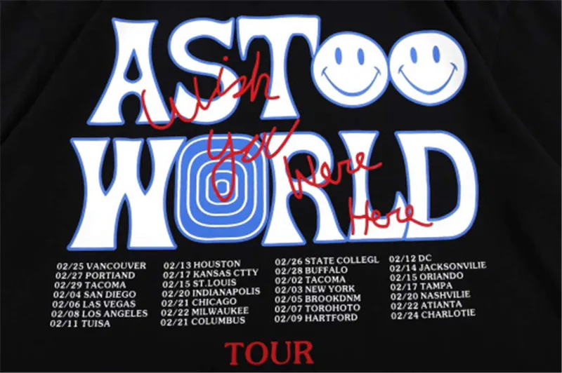 

2020ss Astroworld Travis Scott Cactus Bear Printed Women Men T shirts tees Hip-hop Men Short Sleeve Cotton T shirt