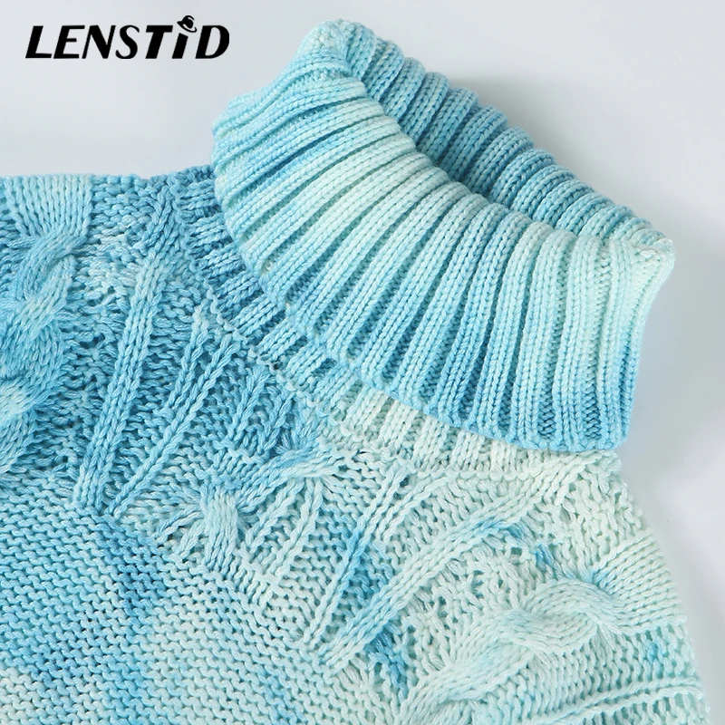 Осень 2019 водолазка LENSTID в стиле Харадзюку вязаный зимний свитер Мужская Уличная