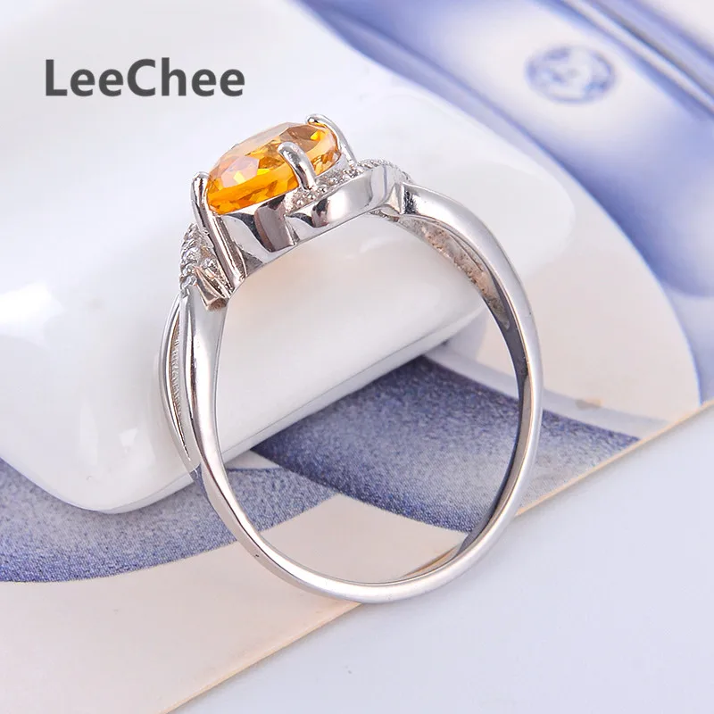 Leechee 100% натуральный цитрин кольцо для женщин Высокое качество 7*9 мм желтый