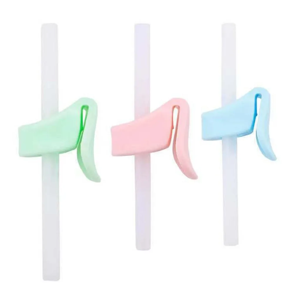 

12.7cm X 2cm X 2cm Baby Reusable Silicone Soup Water Drinking Straw Snap Buckle Feeding Tableware Drinking Straw In Stock