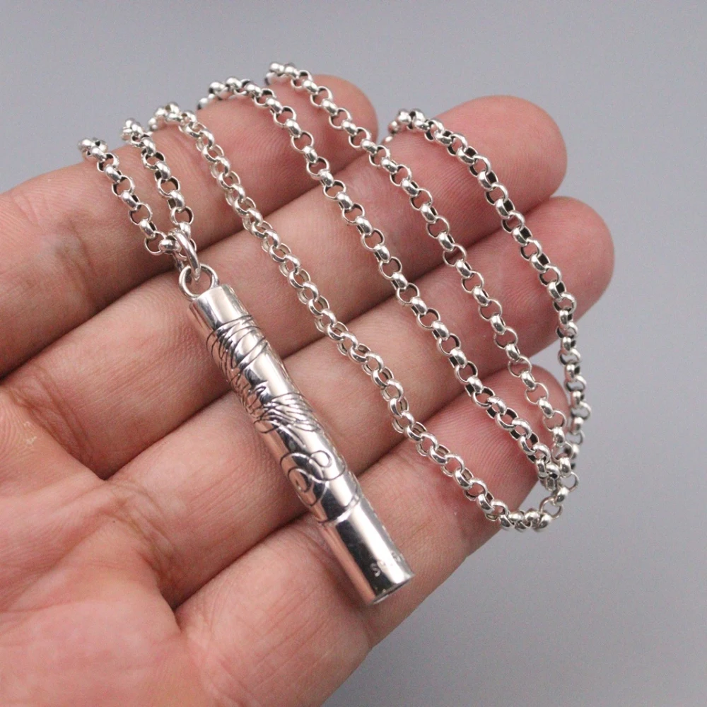 Подвеска из чистого серебра блестящая счастливая резная свисток подвеска для