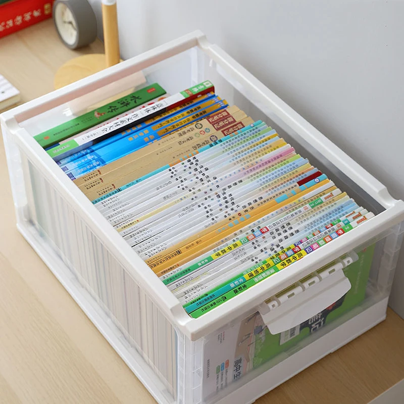 Foldable Storage Box Household Plastic Organize Artifact For Book Cosmetic Thing Staff