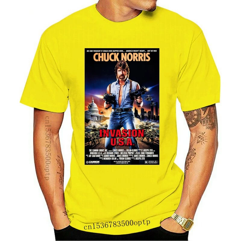 

Новый патрон Норрис вторжение США ретро постер фильма футболка (S - 3Xl) винтажная 80-дюймовая фильмовая Мужская футболка на заказ