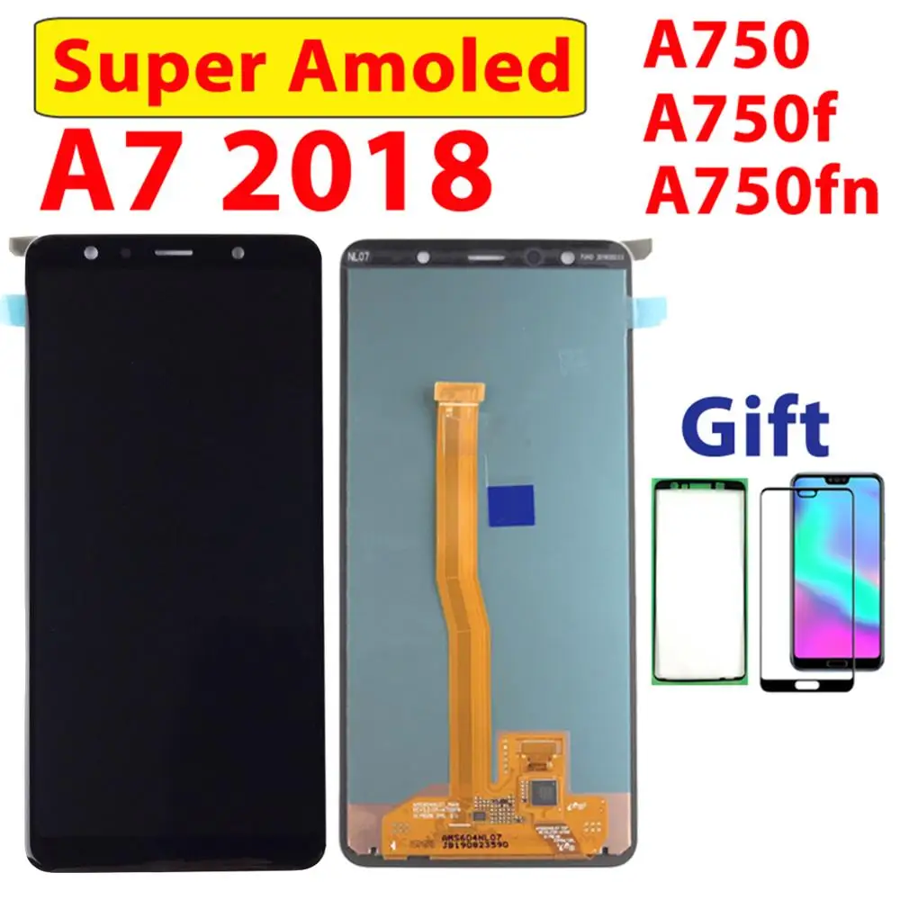 Super AMOLED дисплей для Samsung Galaxy A7 2018 ЖК A750 дигитайзер сенсорного экрана в сборе дисплей|Экраны мобильных