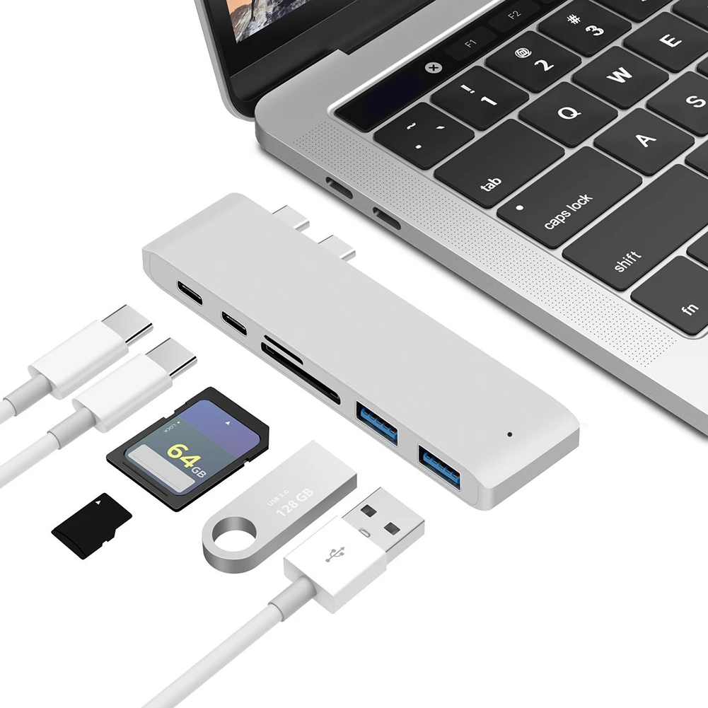 Двойной Концентратор Type-C 2 порта USB 3 0 кардридер для TF-карт адаптер MacBook Pro Air