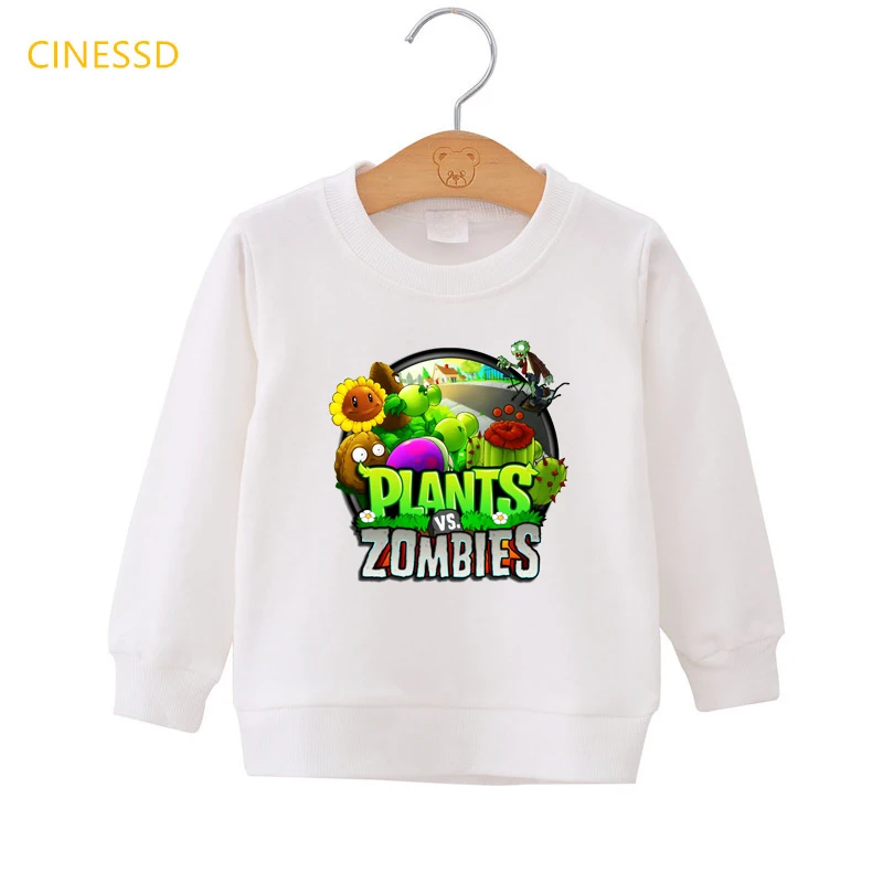 

Funny Game Plants VS Skeleton Sweatshirt Children Spring Autumn Winter Clothes For Kids Boy Girl Fleece Jacket Velvet 3-13 Years
