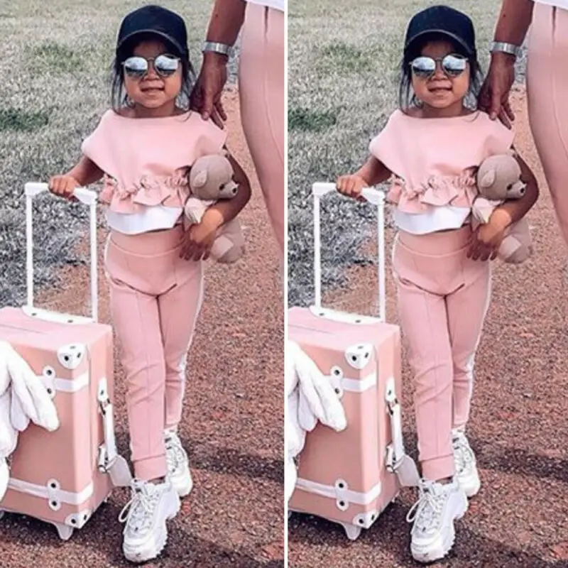Модный тренд 2020 детская одежда из 2 предметов для маленьких девочек топы с