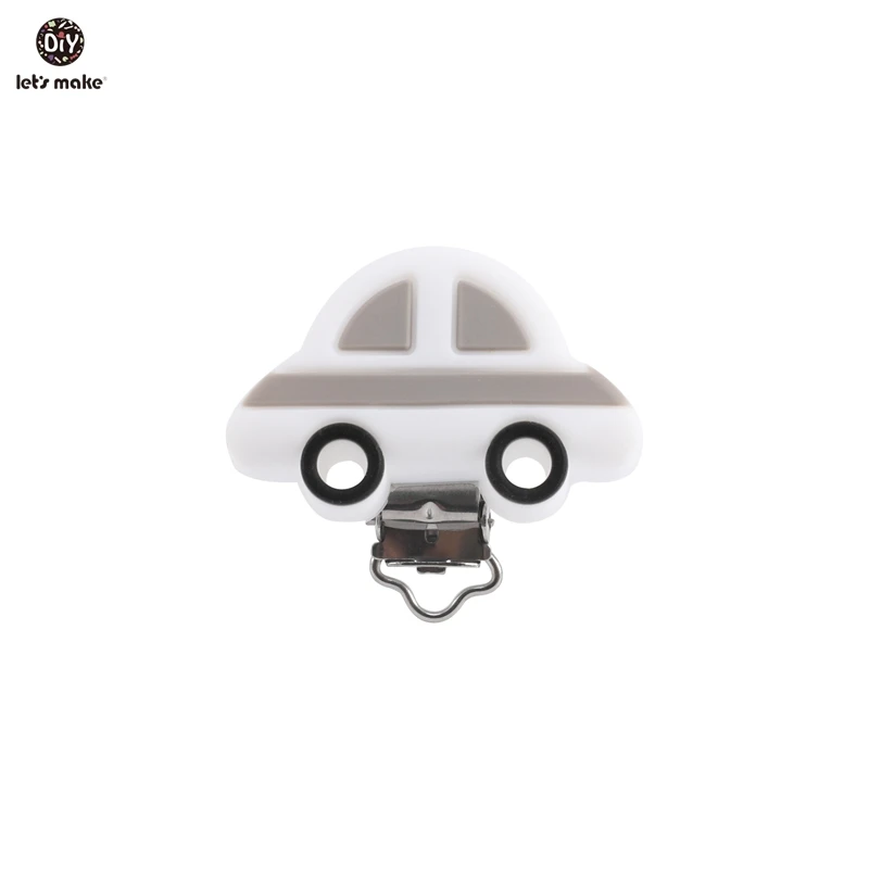 white Let's Make Соска с зажимом мультипликационная форма автомобиля силиконовая соска-пустышка с зажимом 1 шт. аксессуары для кормления Diy пустышка с цепочкой силиконовый детский Прорезыватель - Цвет: white