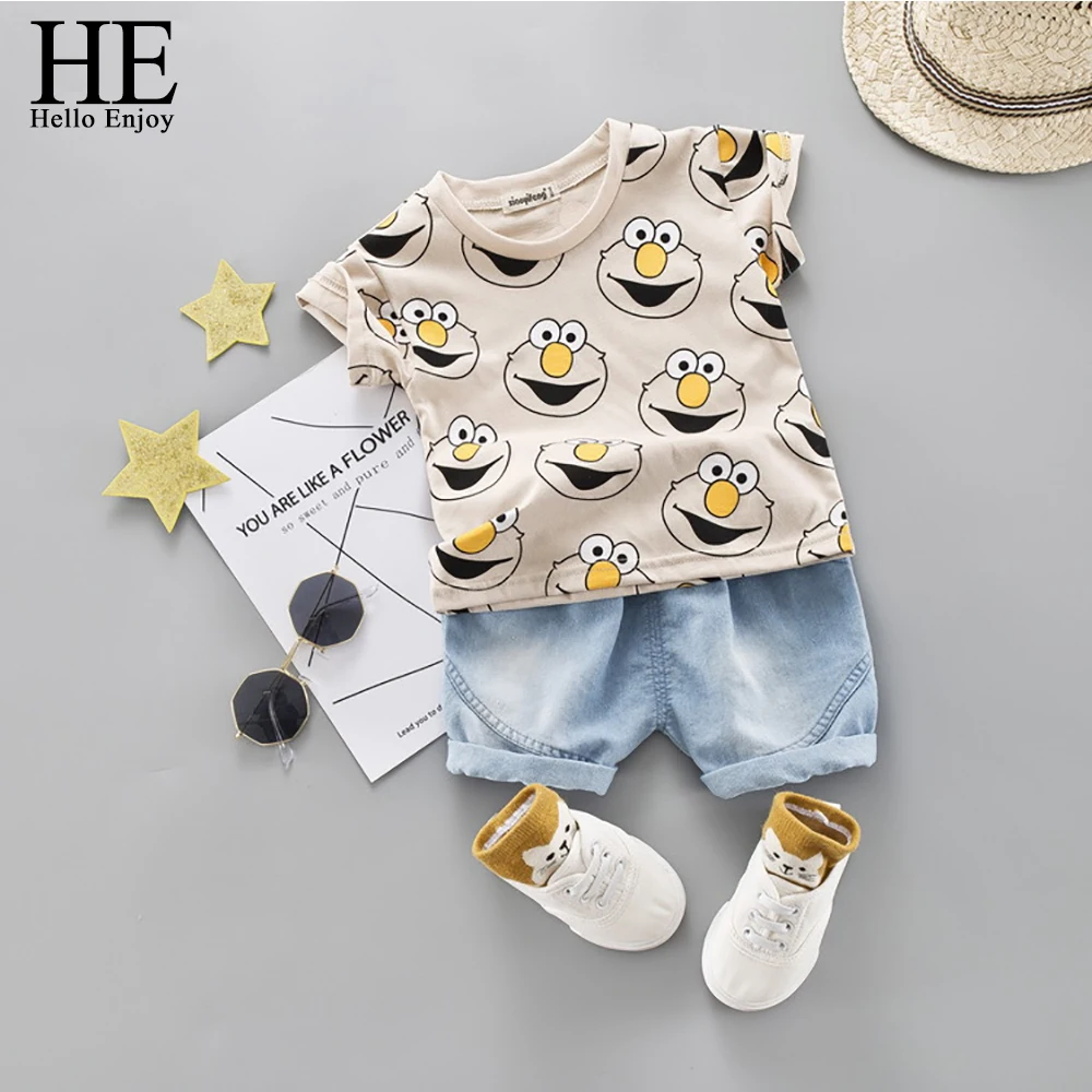 HE Hello Enjoy/ г. Комплект детской одежды для мальчиков, летняя детская одежда рубашка с короткими рукавами и галстуком-бабочкой+ клетчатые шорты, костюмы