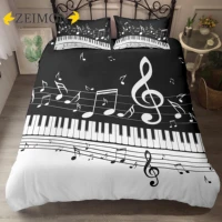 zeimon 3d printing bedding set music note treble clef staff black white 23 pieces duvet cover sets polyester bed clothes