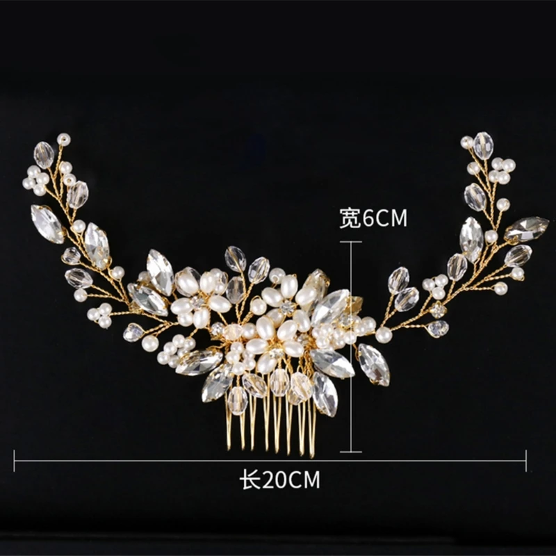 

Bride Comb Hair Headwear Pearl Headdress Wedding Handmade Jewelry Elegant Luxury