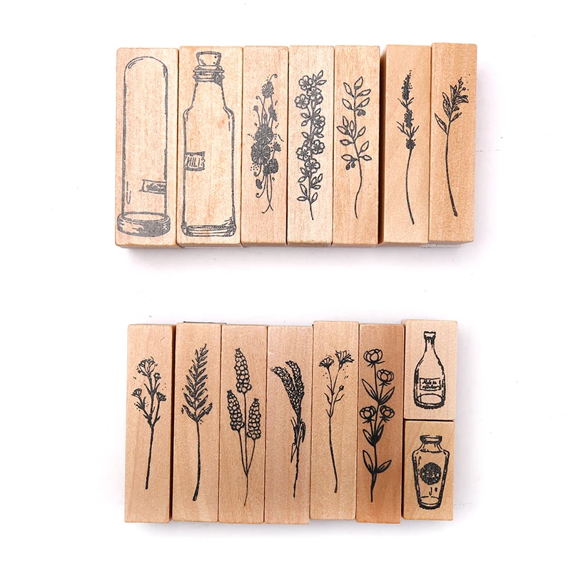 

Natural Series Of Retro Plants Planner Stamp DIY Wooden Rubber Stamps For Scrapbooking Stationery Scrapbooking Standard Stamp