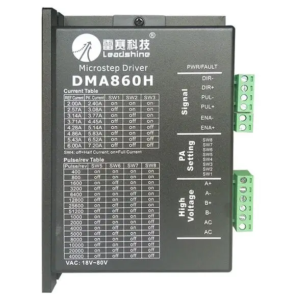 

Stepper Motor Controller Leadshine DMA860H 2-phase Digital Stepper Motor Driver 36-75VAC 7.2A MA860