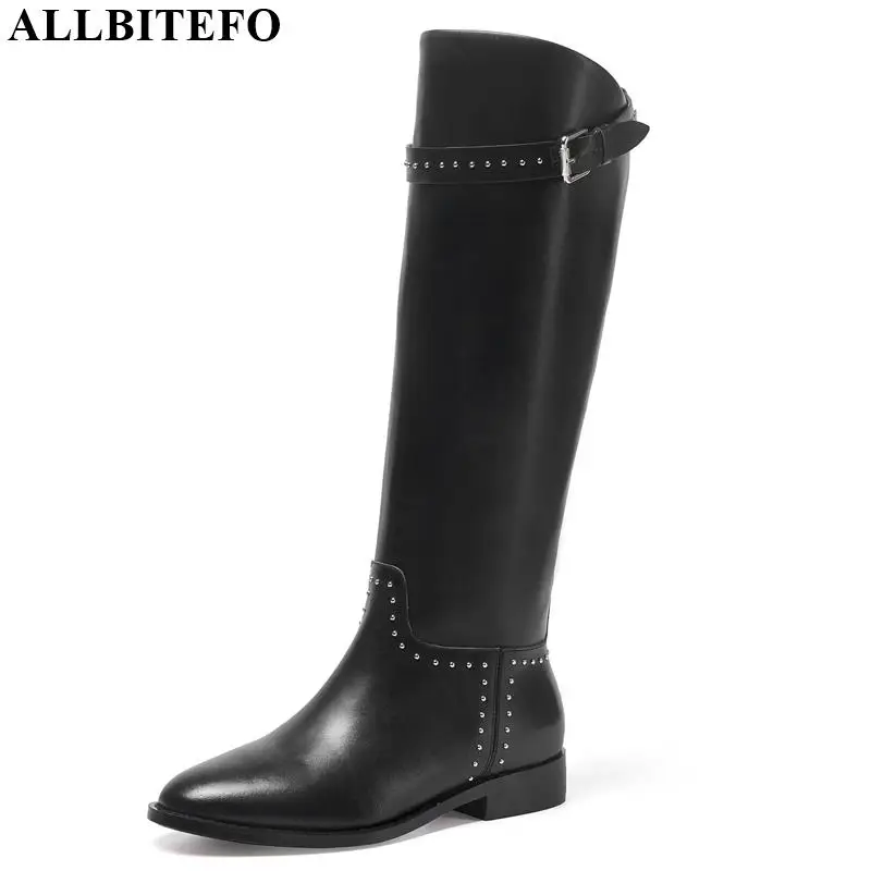 ALLBITEFO/Брендовые однотонные сапоги из натуральной кожи с пряжкой Удобные модные