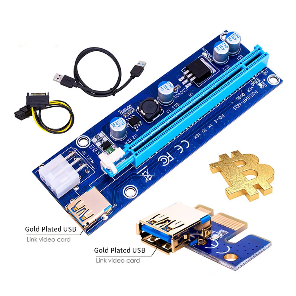 1 шт. Golden VER009S PCI Express PCIE PCI-E Райзер-карта 009s 006C удлинитель 60 см USB 3,0 кабель SATA к 6Pin BTC Майнер