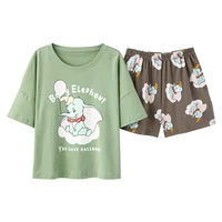disney fashion 2021 summer cotton pajamas womens short sleeve shorts print cute winnie the pooh home suit pajama sets woman