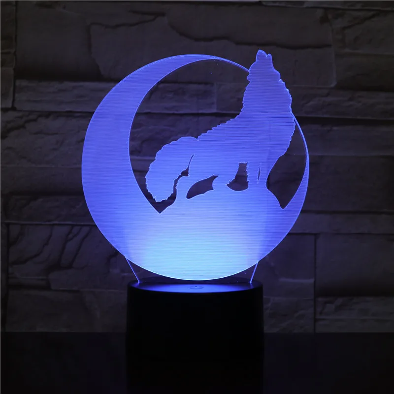 3D 2012 ночник moon Night Howl Wolf светодиодный акриловый RGB Ночной светильник USB Сенсорное