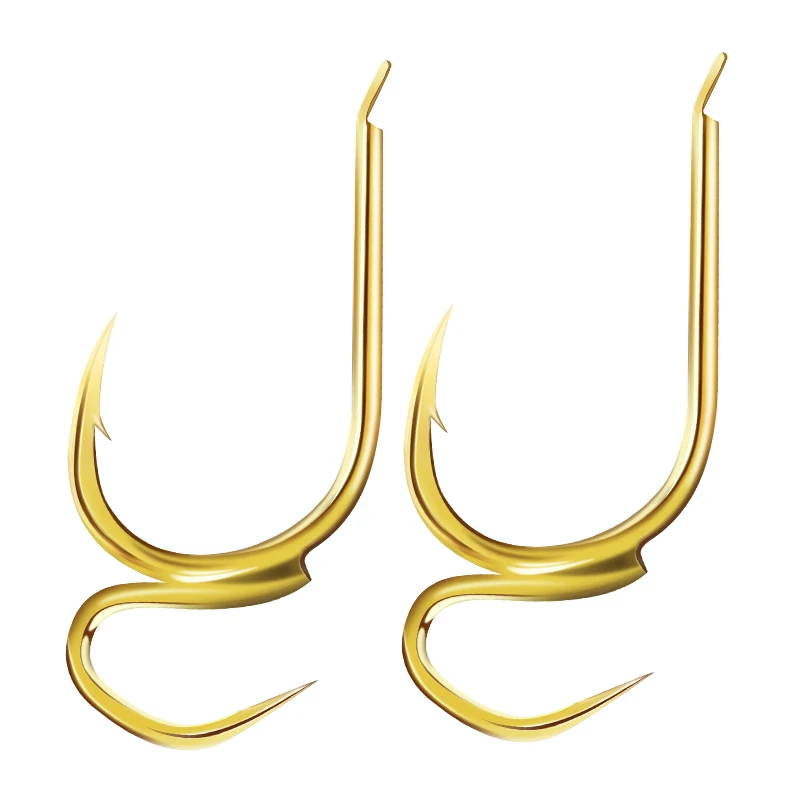 

10Pcs Fishing Hook Gold High-carbon Steel Two Strength Tip Sharp Fighting Hook With Barbed Fish Gear For Sea Fishing Pesca