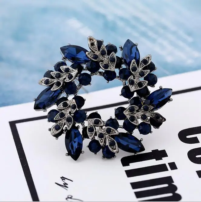 5.3 cm blue Morkopela, брошь с большим цветком и кристаллами для женщин, модная брошь на булавке, букет из горного хрусталя, броши и заколки на шарф, ювелирное изделие - Окраска металла: 5.3 cm blue