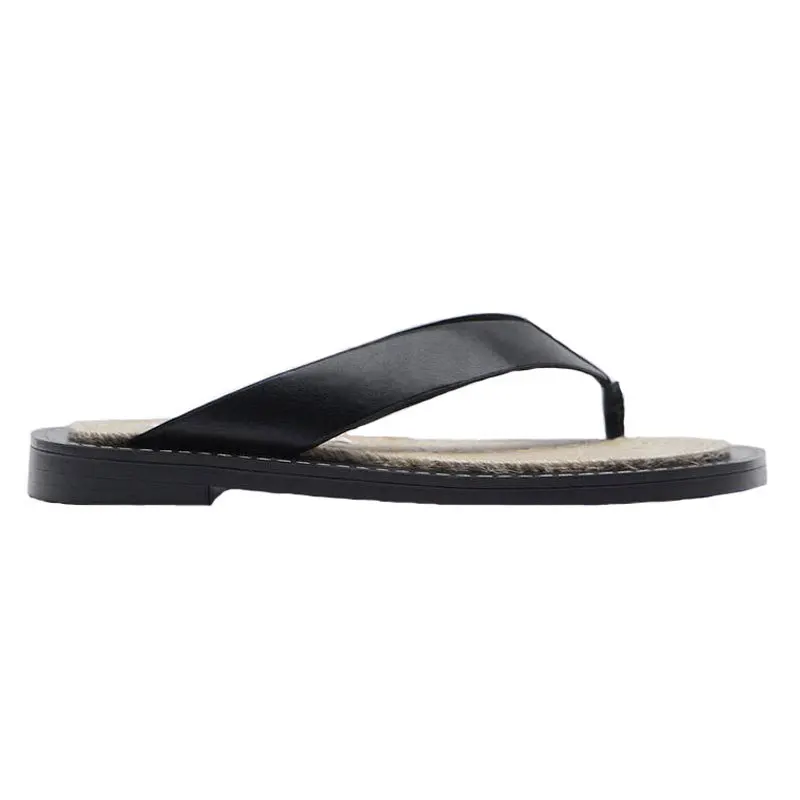 

2021 Summer Black Flip Flop Summer Slippers Flat With Hemp Insole t Thong Sandals