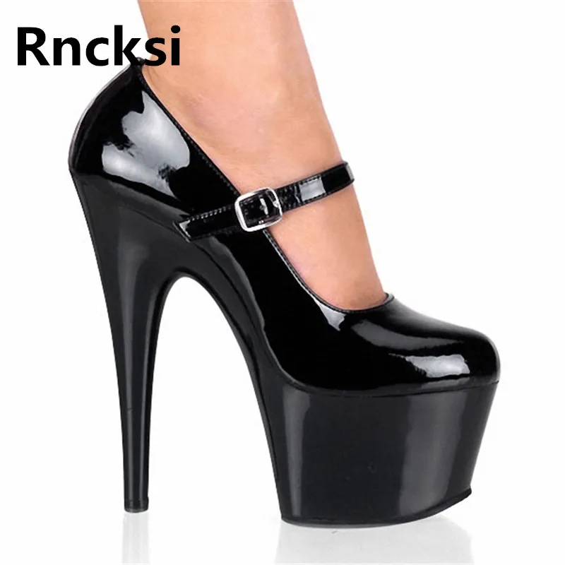 

Rncksi черного цвета пикантная женская обувь для ночного клуба вечерние Queen, туфли для танцев на шесте Туфли-лодочки, на каблуках высотой 15 см; ...