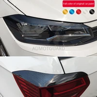 for volkswagen vw polo plus 2019 headlights eyebrow tail lamp cover carbon original paint trim lamp frame