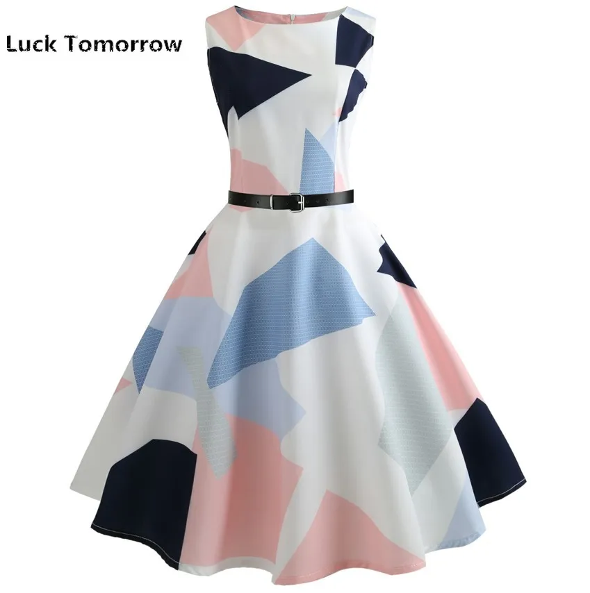 Women Summer Dress 2019 plus size clothing Audrey hepburn Floral robe Retro Swing Casual 50s Vintage Rockabilly Dresses Vestidos | Женская