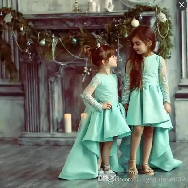 Недорогие красивые пышные платья мятно-зеленого цвета для девочек с длинными
