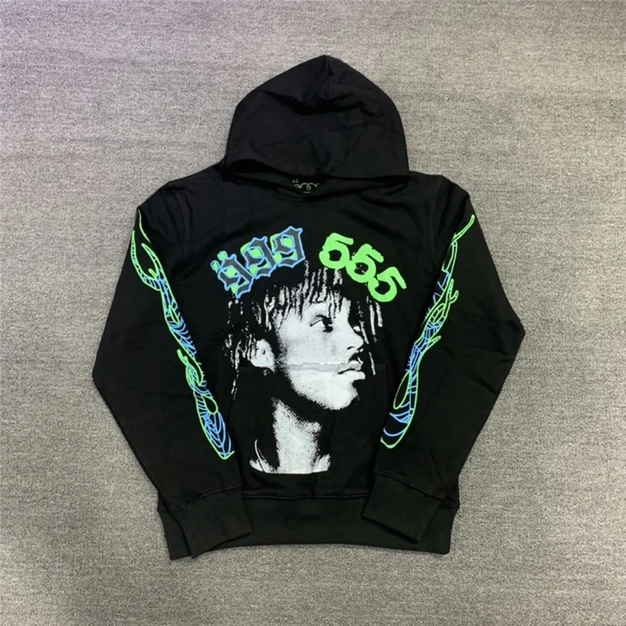 

Fluorescent Green Sp5der Young Thug 555555 Angel Hoodie Men Women Spider Web Pullover Harajuku