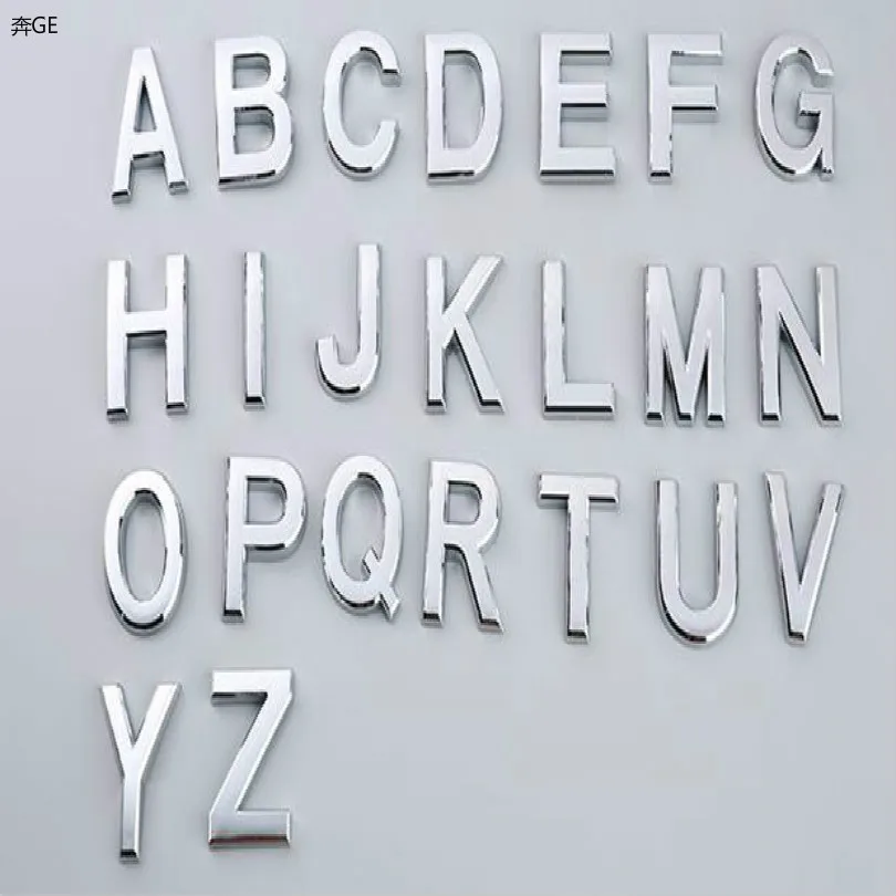 

BZGE SILVER PVC DIY Letters and numbers car emblem combination emblem car logo model car badge sticker with paste