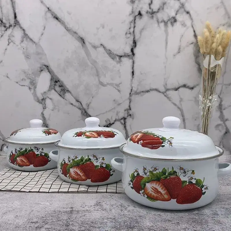 Комплект из трех кастрюль для приготовления супов, лапши и молока с эмалевым покрытием "Special Enamel".