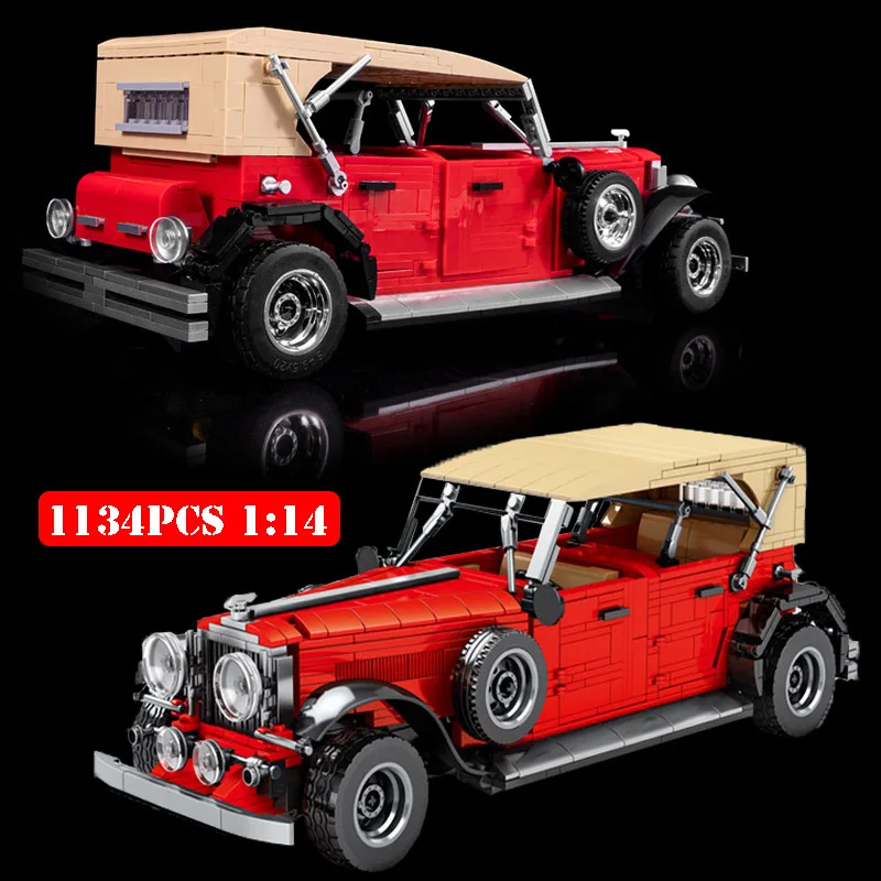 

Городская серия 1134 шт 1:14 винтажная модель автомобиля строительные блоки механический классический родстер старый автомобиль кубики Moc игр...