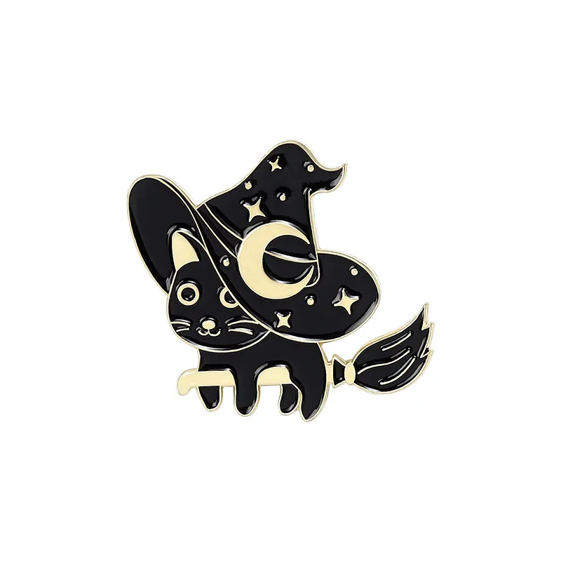 

Halloween Cat Wizard Dripping Brooch European and American New Pumpkin Accessories Badge Magic Broom Cloak Moon Devil Pin
