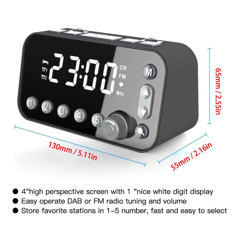Стерео аудио простое использование DAB/FM-Часы MP3-плеер радио с двойной установкой