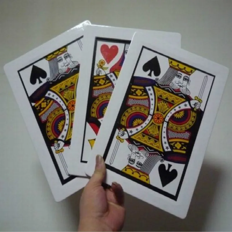 

FIND THE QUEEN JUMBO CARDS 8"X11" THREE CARD MONTE RED BYCICLE BACK Magic Trick Stage Magic Close Up Classic Magic