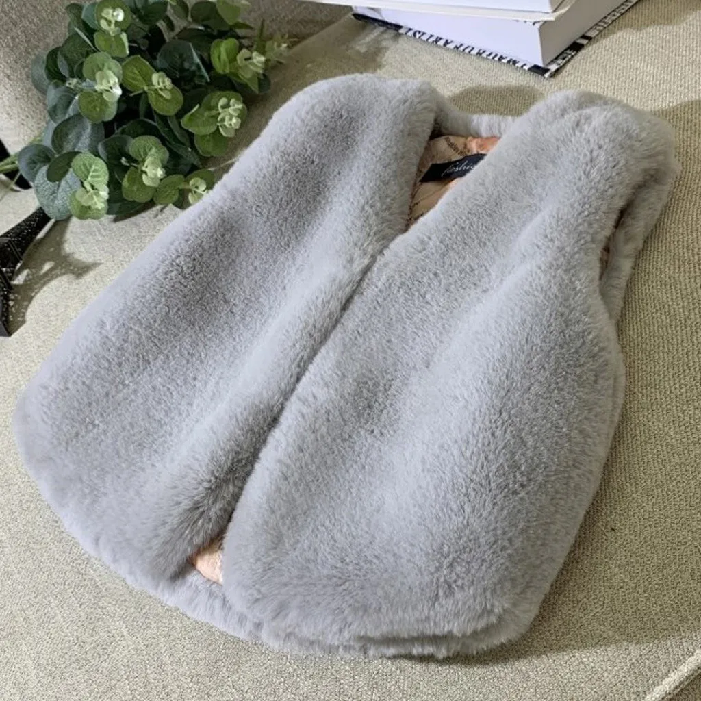 Faux Fur Vest Children Toddler Baby Girls Faux Vest Winter Warm Coat Jacket Cute Thick Clothes Vest For Girl Solid Vest Children
