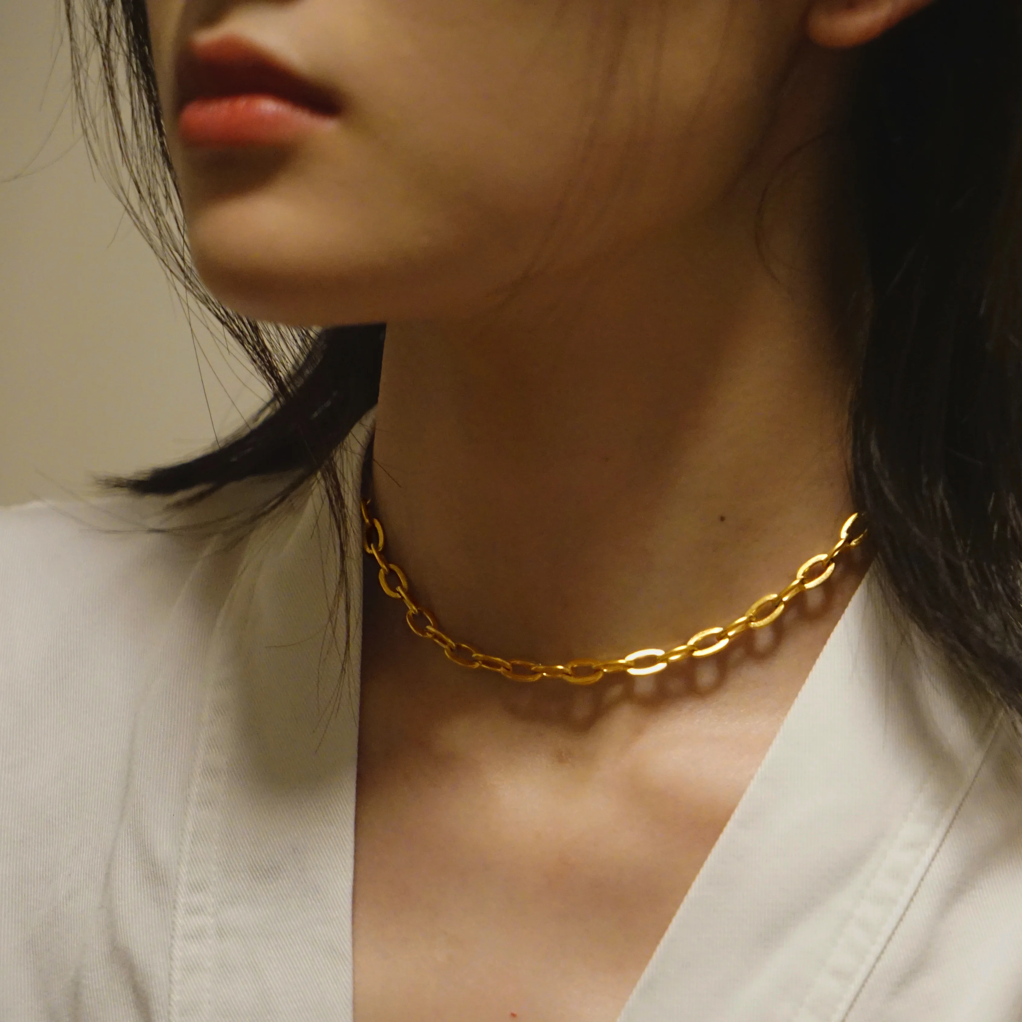 

Titanium With 18K Gold Chains Necklace Women Stainless Steel Jewelry OL Designer T Show Runway Sweety Boho Japan Korean INS Hot