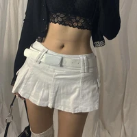 sunny y j micro denim a line skirt with shorts white pockets patchwork street jean skirt vintage black casual korean summer
