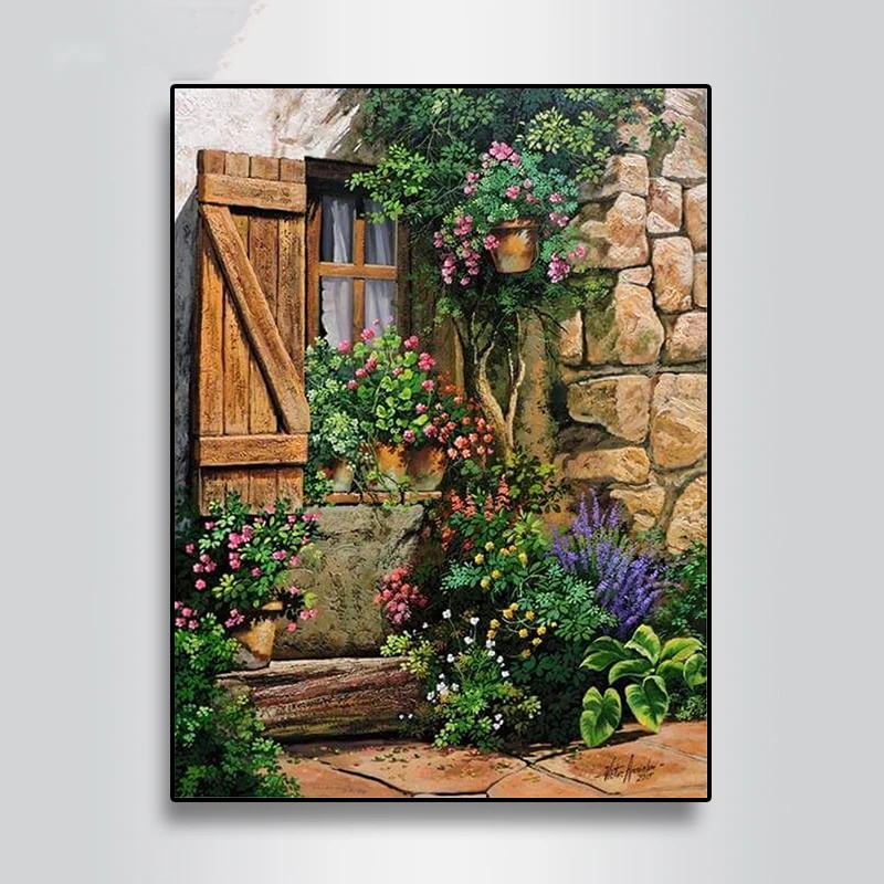 

5D Diy Diamond Painting Retro Village Landscape Scenery Diamond Embroidery Round Drill Rhinestones European Home Decor