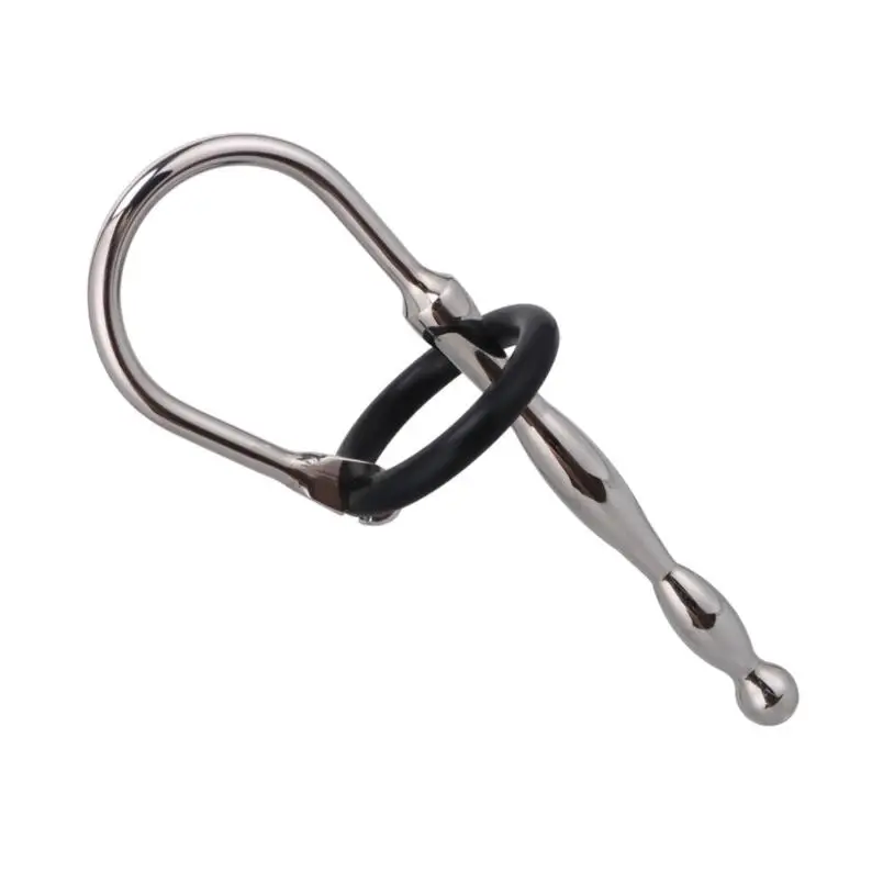 

Latest Male Stainless Steel Urethral Sounding Stretching Stimulate Bead Dilator Penis Plug With Cock Ring BDSM Sex Toy 608