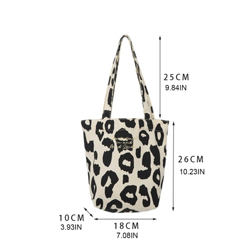 

Printing Leopard Women Canvas Casual Tote Large Capacity Shopping Handbag Tote Shoulder Bag