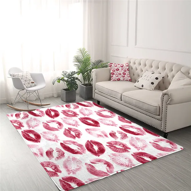 BlessLiving Red Lips Large Carpets Watercolor Kisses Floor Mat for Living Room Pop Art Bedroom Area Rug Sexy Girl Tapis Salon 2