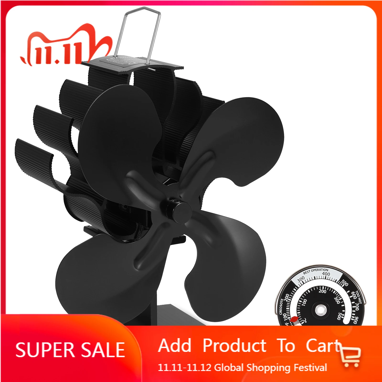 4 лезвия для камина, рабочая деревянная горелка, экологическая Тихая домашняя фотография, эффективное распределение тепла