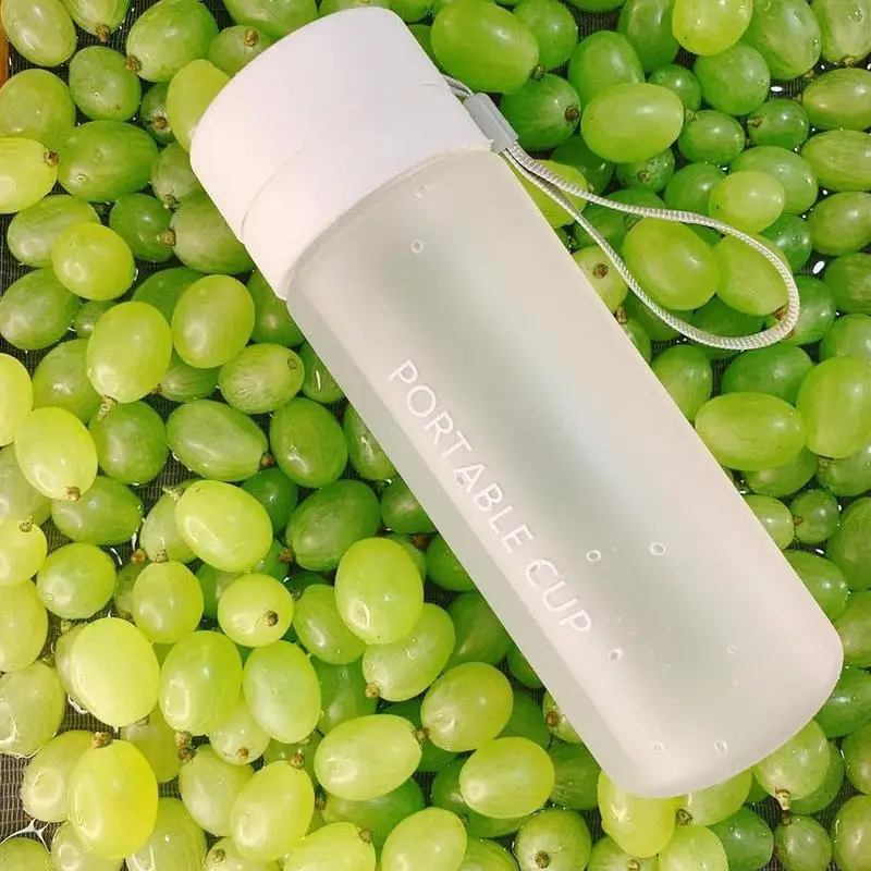 

600ml Cute Tea Milk Fruit Water Cup For Water Bottles with Resistant Drink Heat Rope Korean Transparent Tool Storage Style B3J3