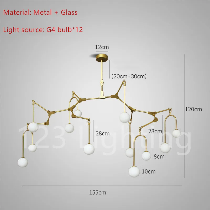 Новый стиль белый стеклянный светодиодный подвесной светильник в форме паука