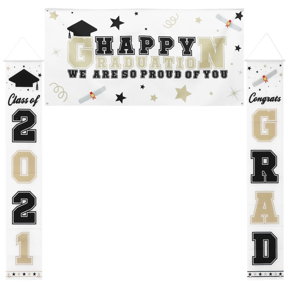 

1 Set of 3Pcs Graduation Door Banner Class of 2021 Sign Graduation Season Decor